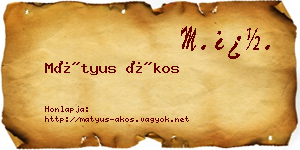Mátyus Ákos névjegykártya
